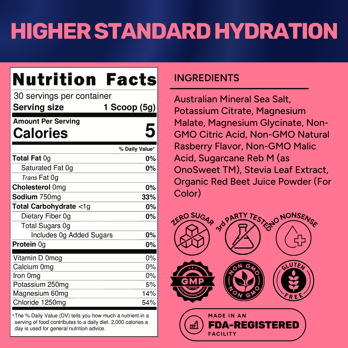 Daily Hydration Electrolyte Powder - Raspberry